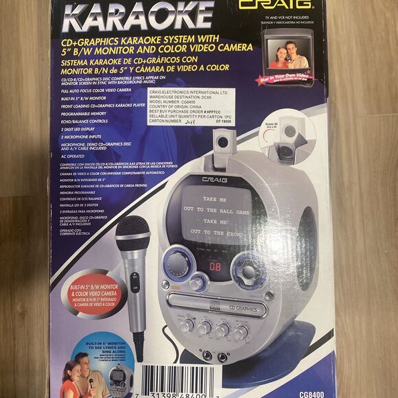 Craig CD+ Graphics Karaoke System w/5" Monitor, Microphone & Video Camera CG8400 - Picture 3 of 13